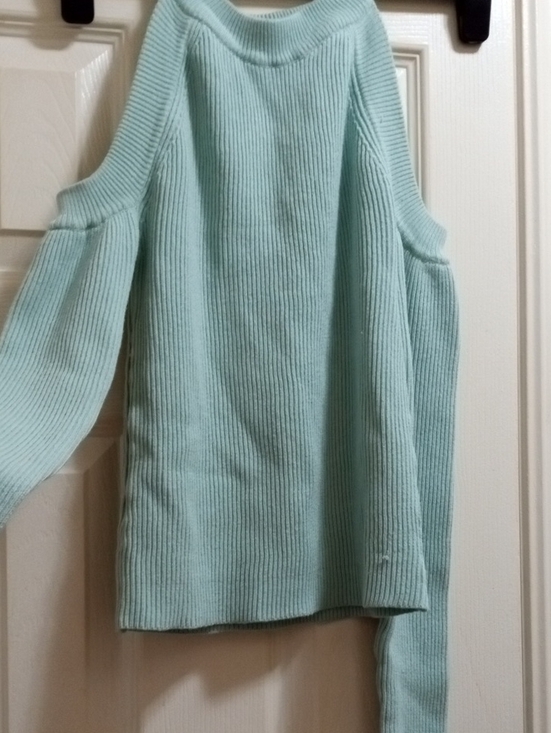 vicola Sweaters - Cold-Shoulder Ribbed Sweater in Mint Green